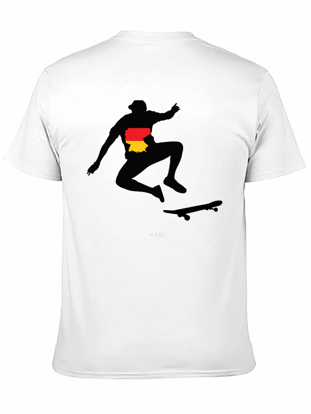 Skateboarder Germany Flag Graphic Black T-Shirt
