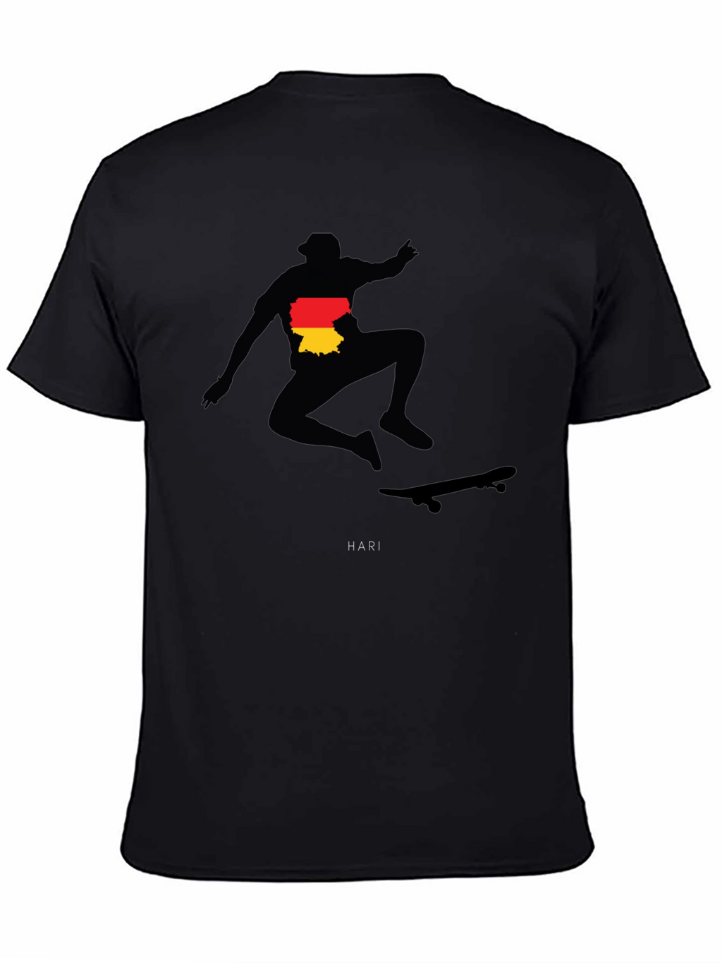 Skateboarder Germany Flag Graphic Black T-Shirt