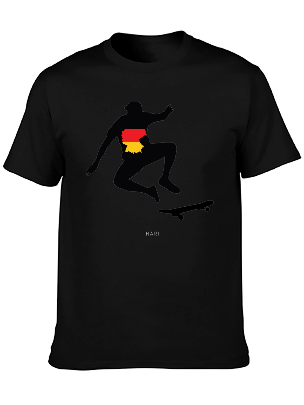 Skateboarder Germany Flag Graphic Black T-Shirt