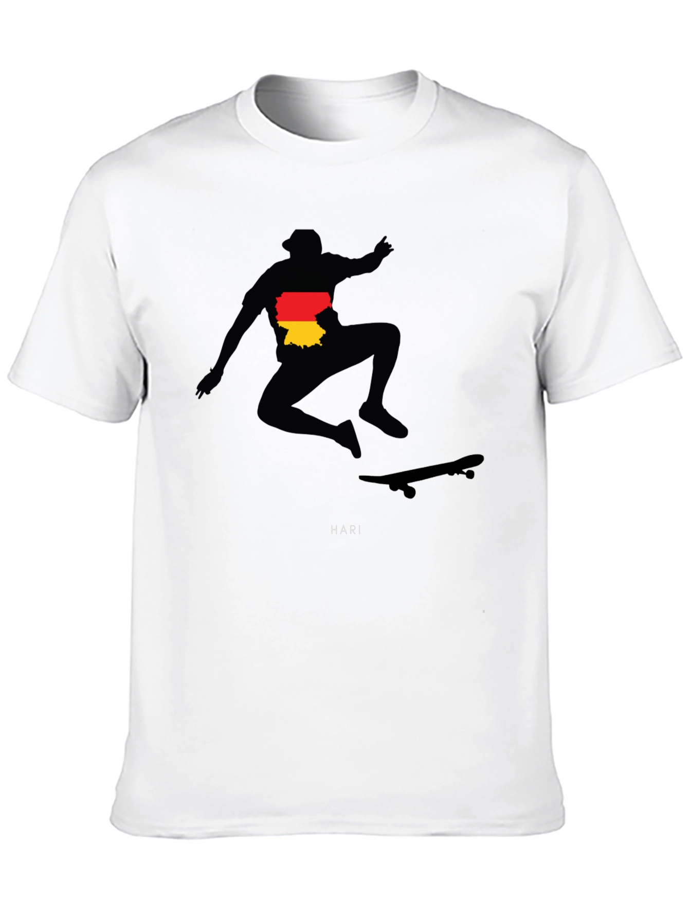 Skateboarder Germany Flag Graphic Black T-Shirt