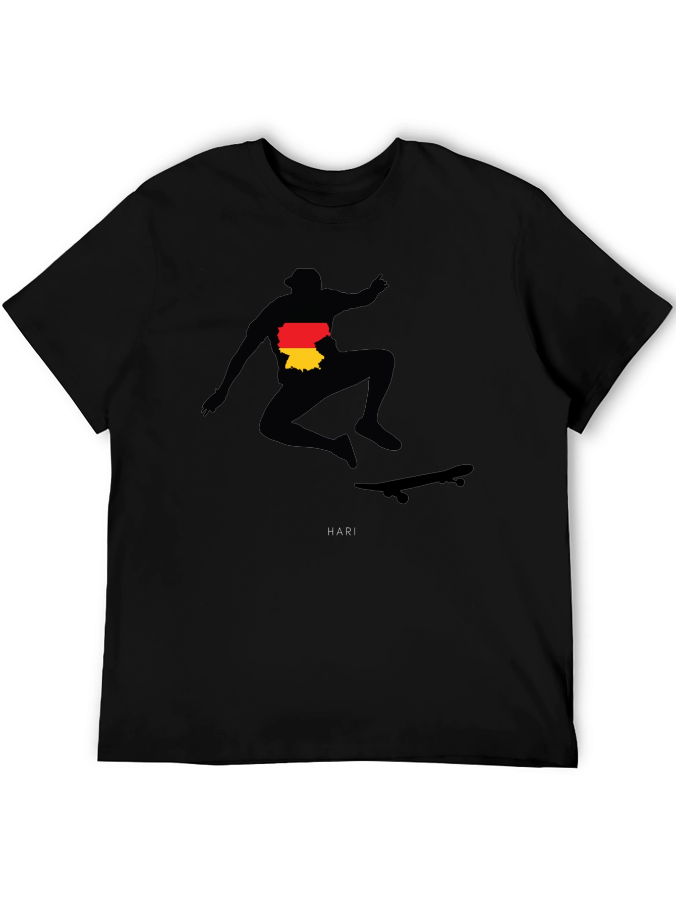 Skateboarder Germany Flag Graphic Black T-Shirt