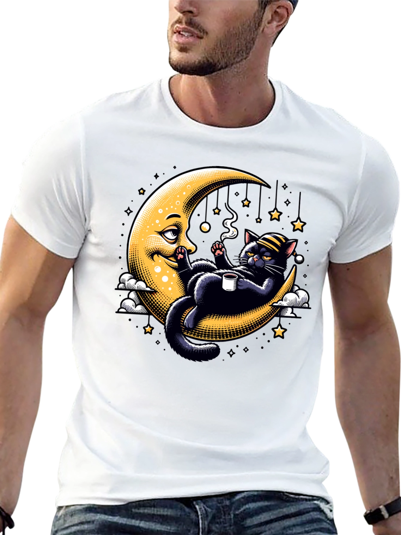 Cool Cat on Moon T-Shirt