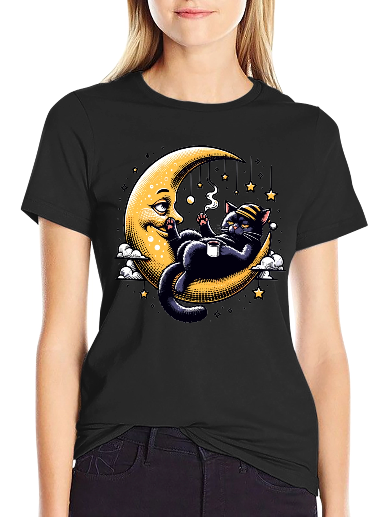 Cool Cat on Moon T-Shirt