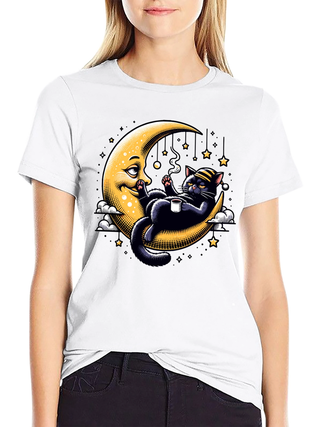 Cool Cat on Moon T-Shirt