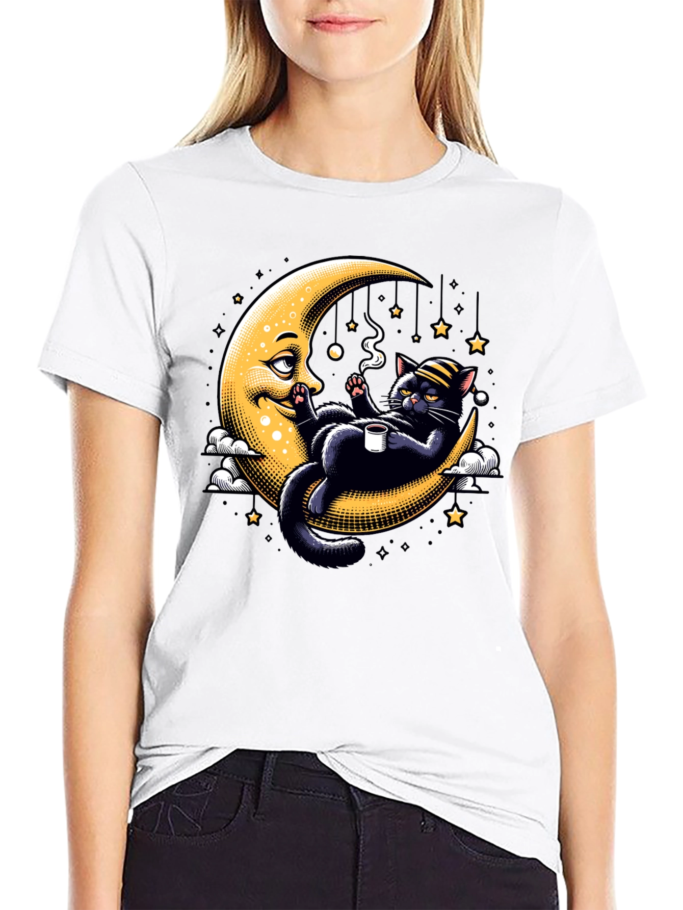 Cool Cat on Moon T-Shirt