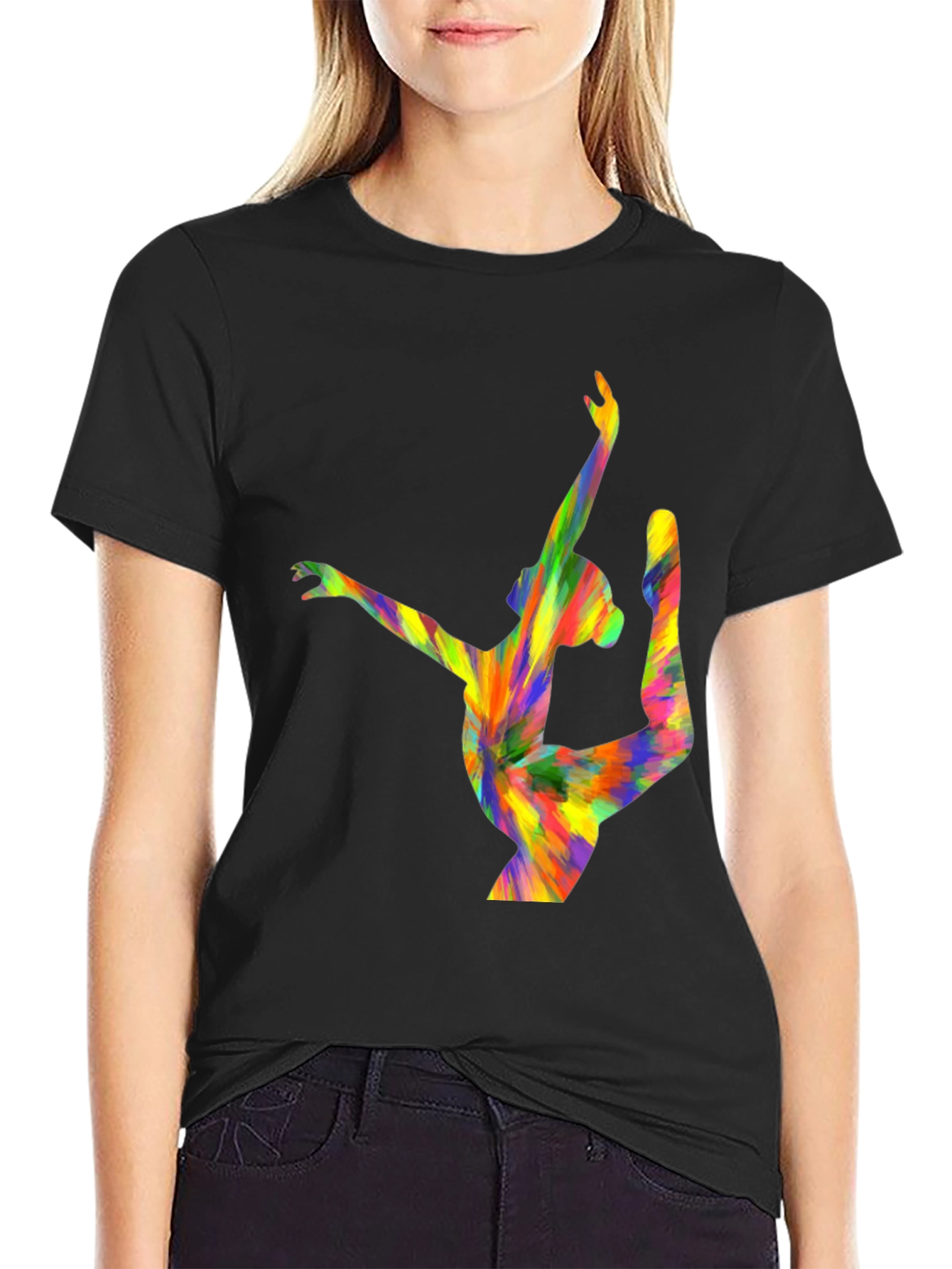 Vibrant Abstract Gymnast Graphic T-Shirt