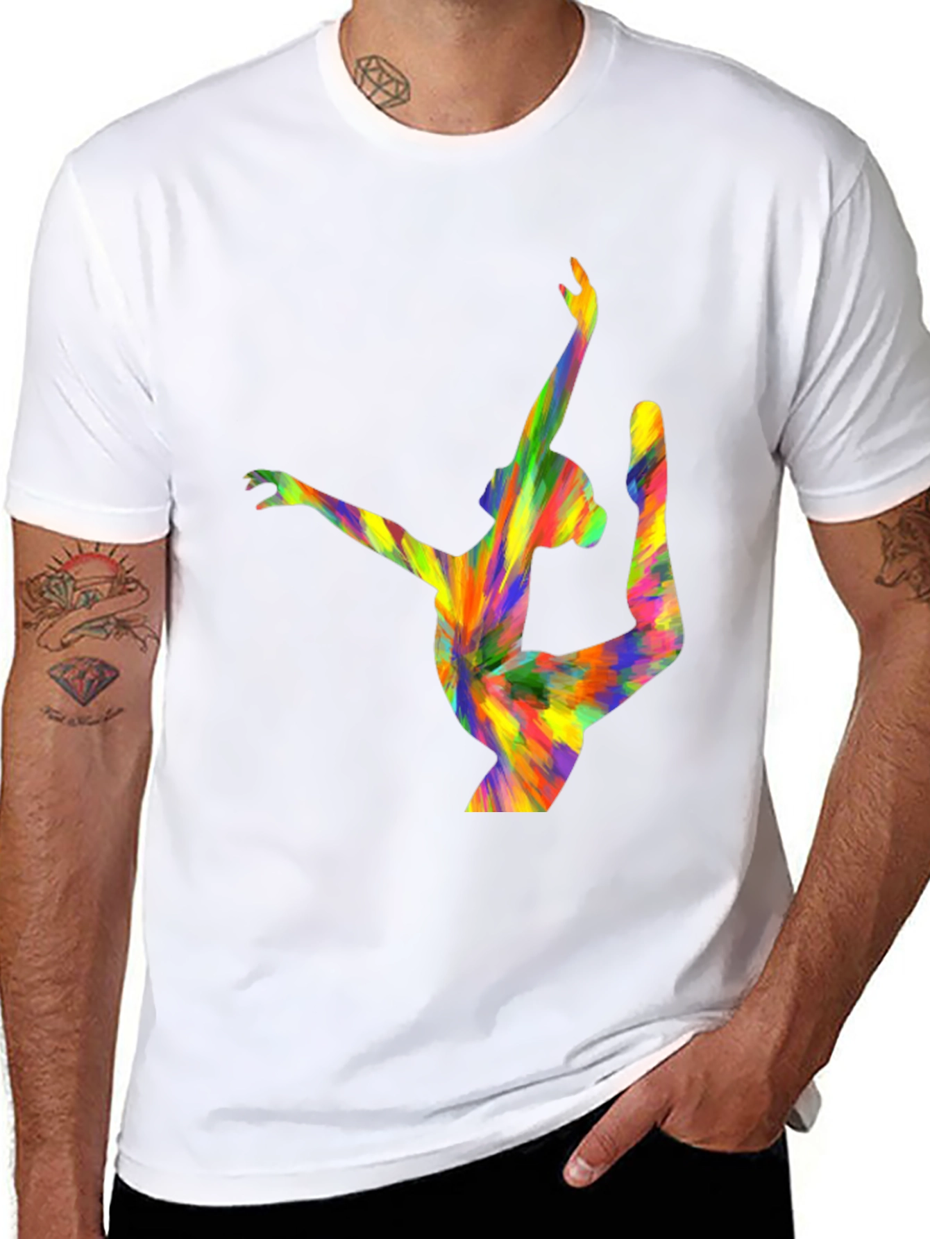 Vibrant Abstract Gymnast Graphic T-Shirt