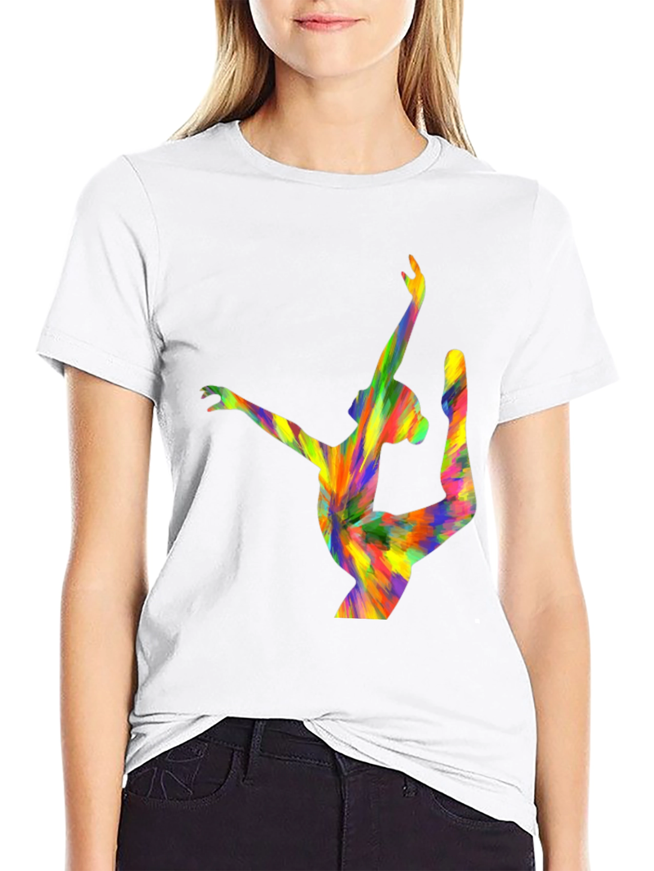 Vibrant Abstract Gymnast Graphic T-Shirt