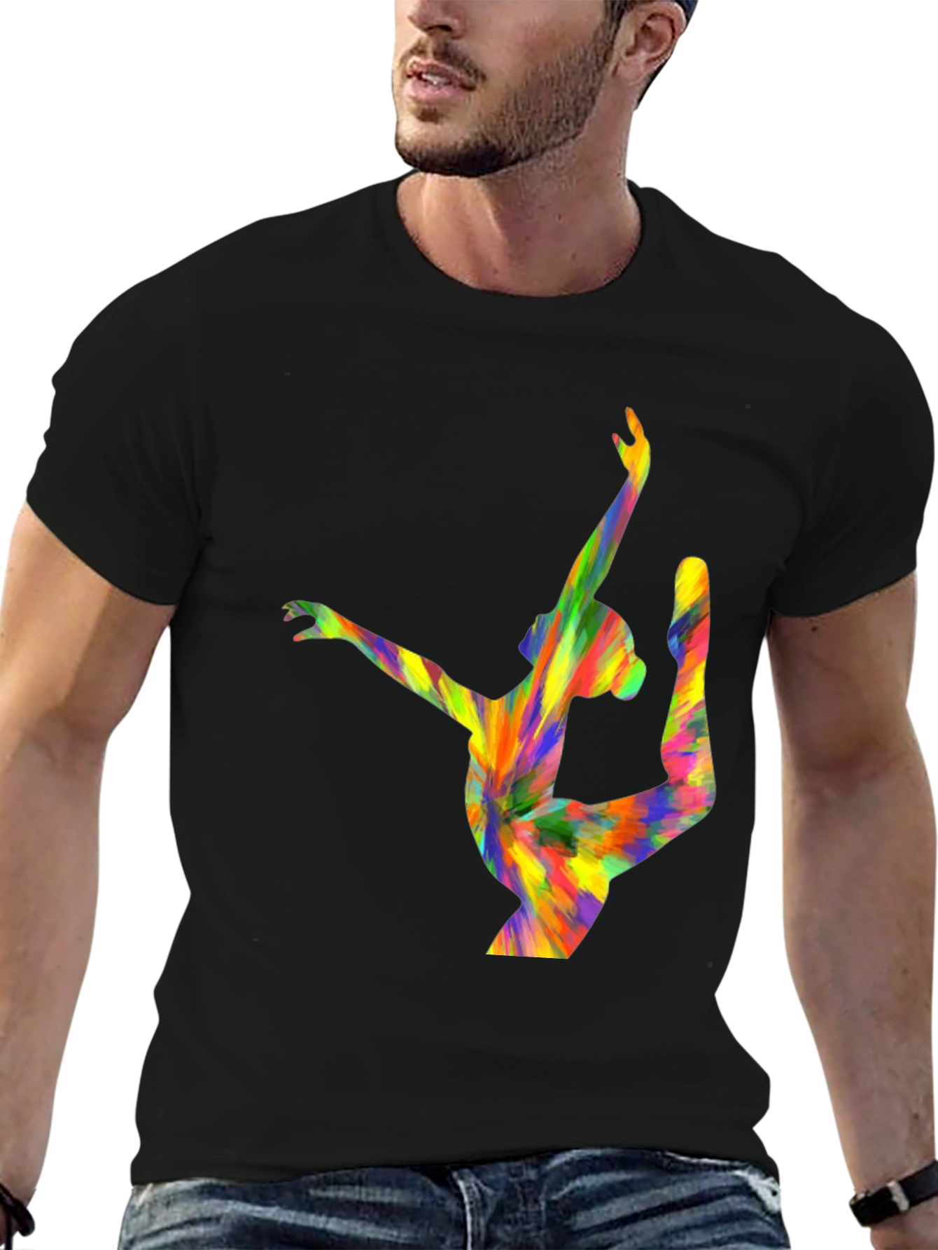 Vibrant Abstract Gymnast Graphic T-Shirt