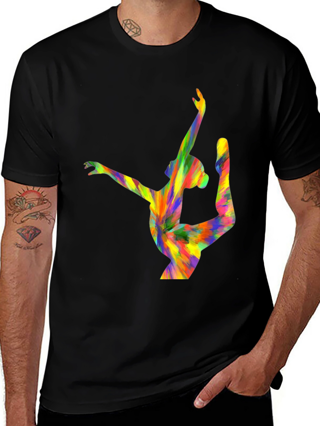 Vibrant Abstract Gymnast Graphic T-Shirt