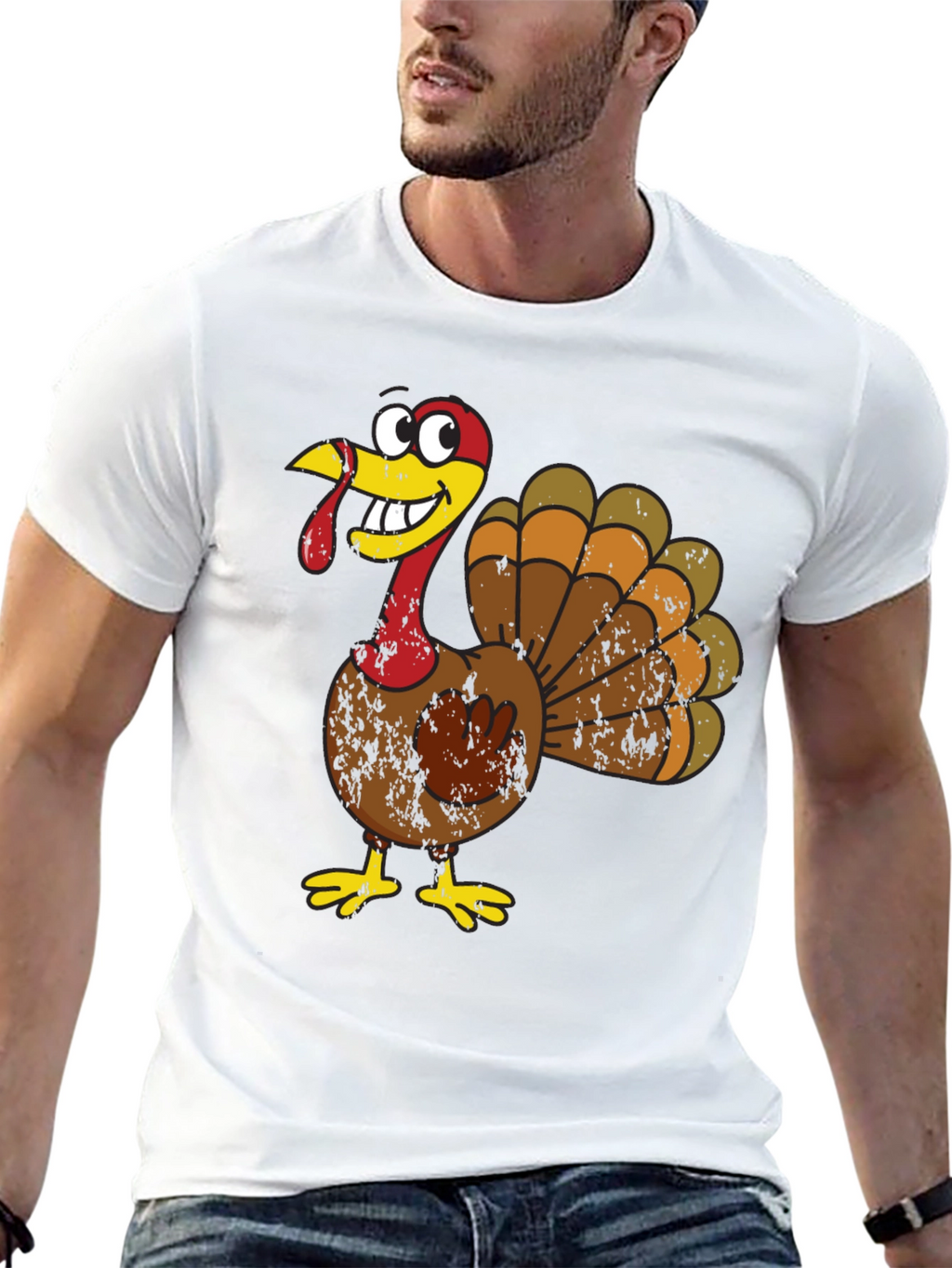 Thanksgiving Turkey Graphic Tee - Funny Cartoon Bird Shirt