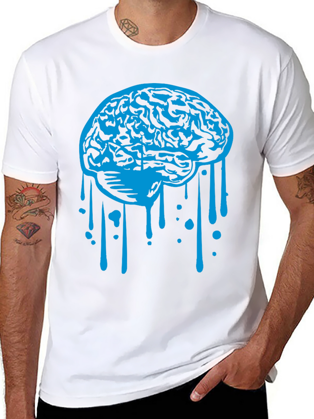 Brain Drip Graphic Tee - Cool Novelty Shirt