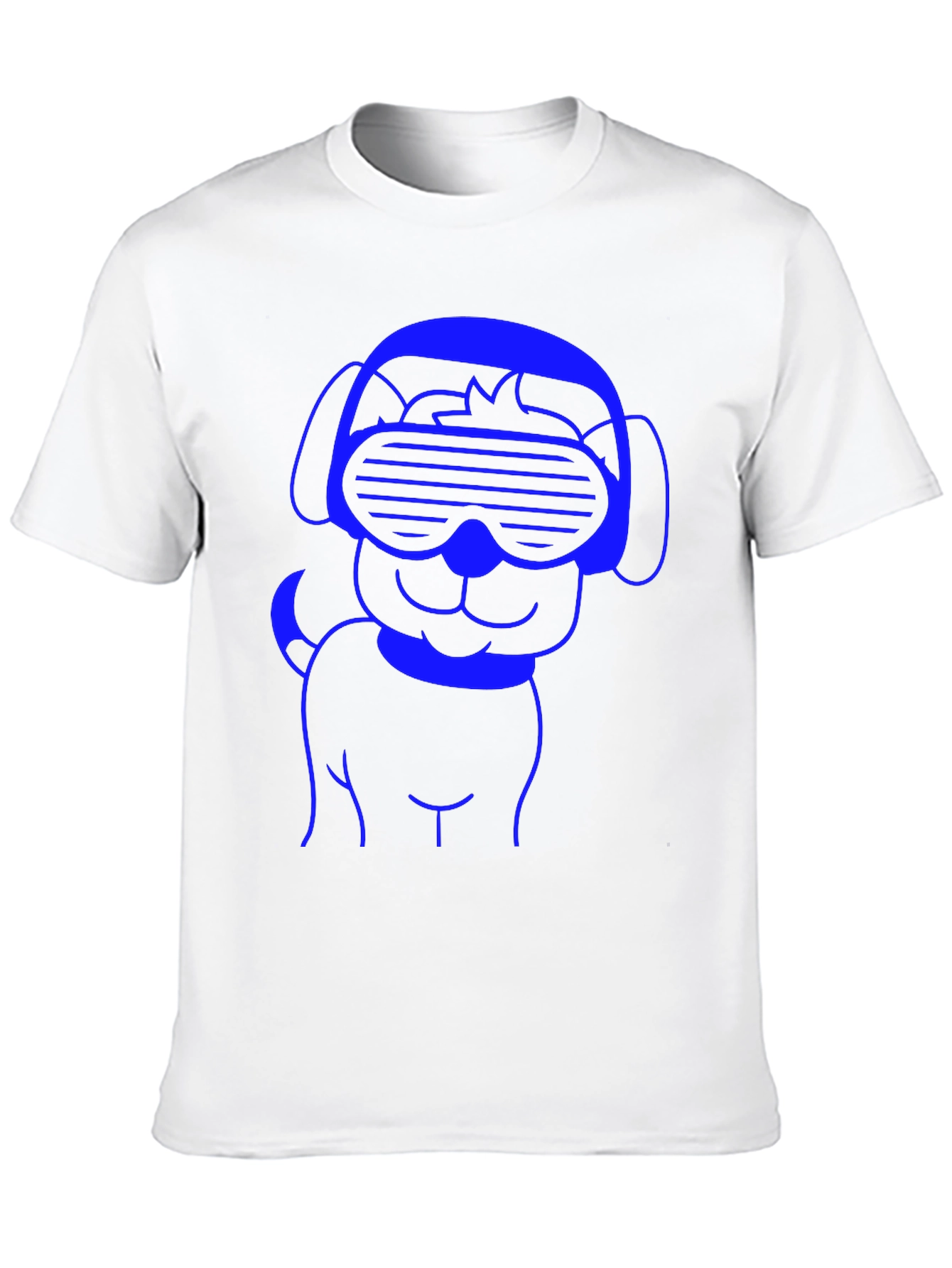 Cool Dog T-Shirt - Blue Line Art on Black