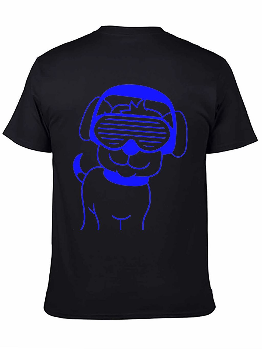 Cool Dog T-Shirt - Blue Line Art on Black