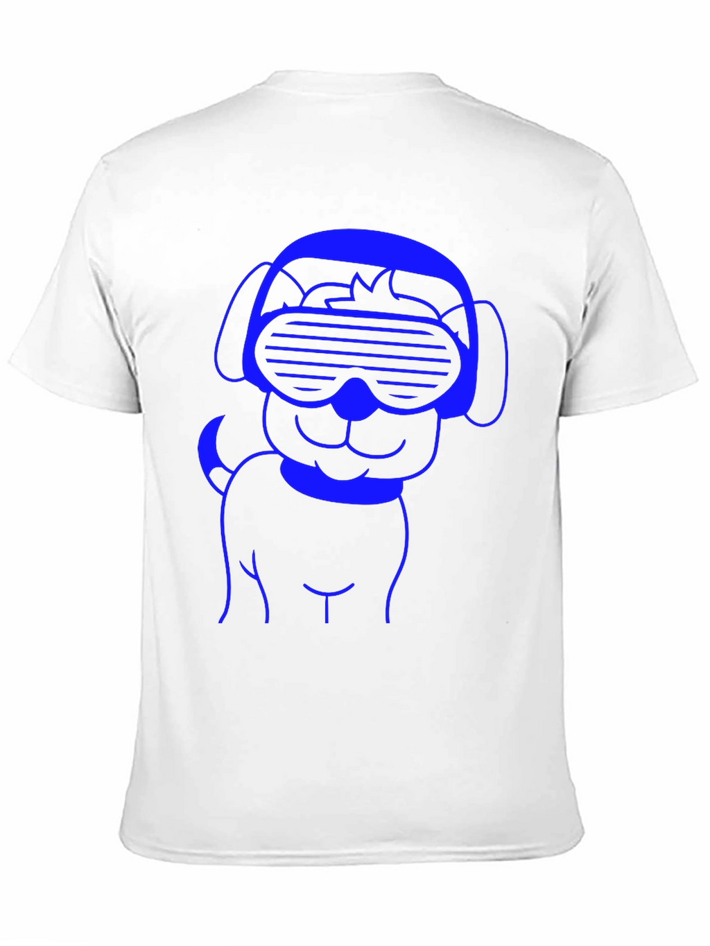 Cool Dog T-Shirt - Blue Line Art on Black