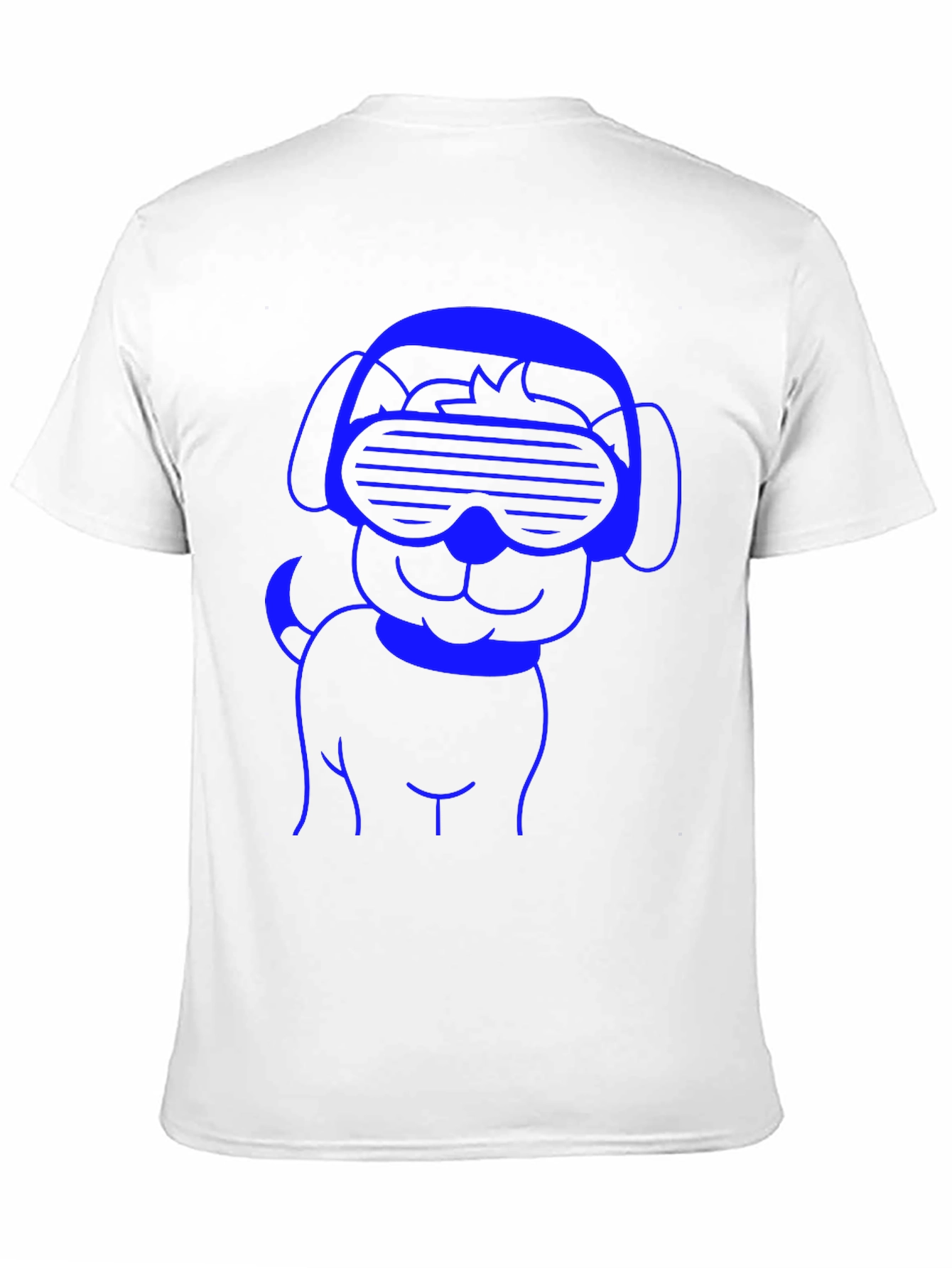 Cool Dog T-Shirt - Blue Line Art on Black