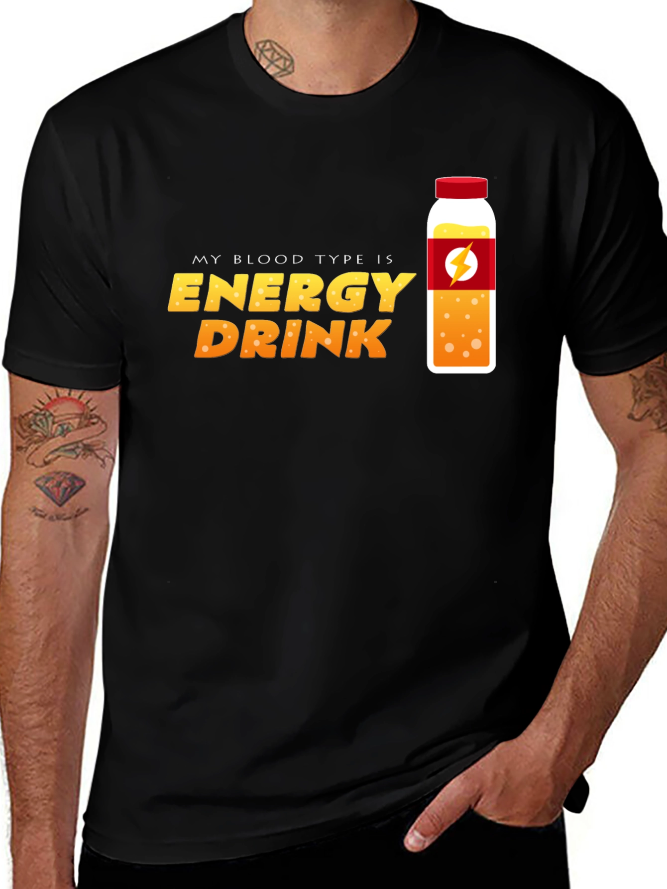 Energy Drink Blood Type T-Shirt - Novelty Graphic Tee