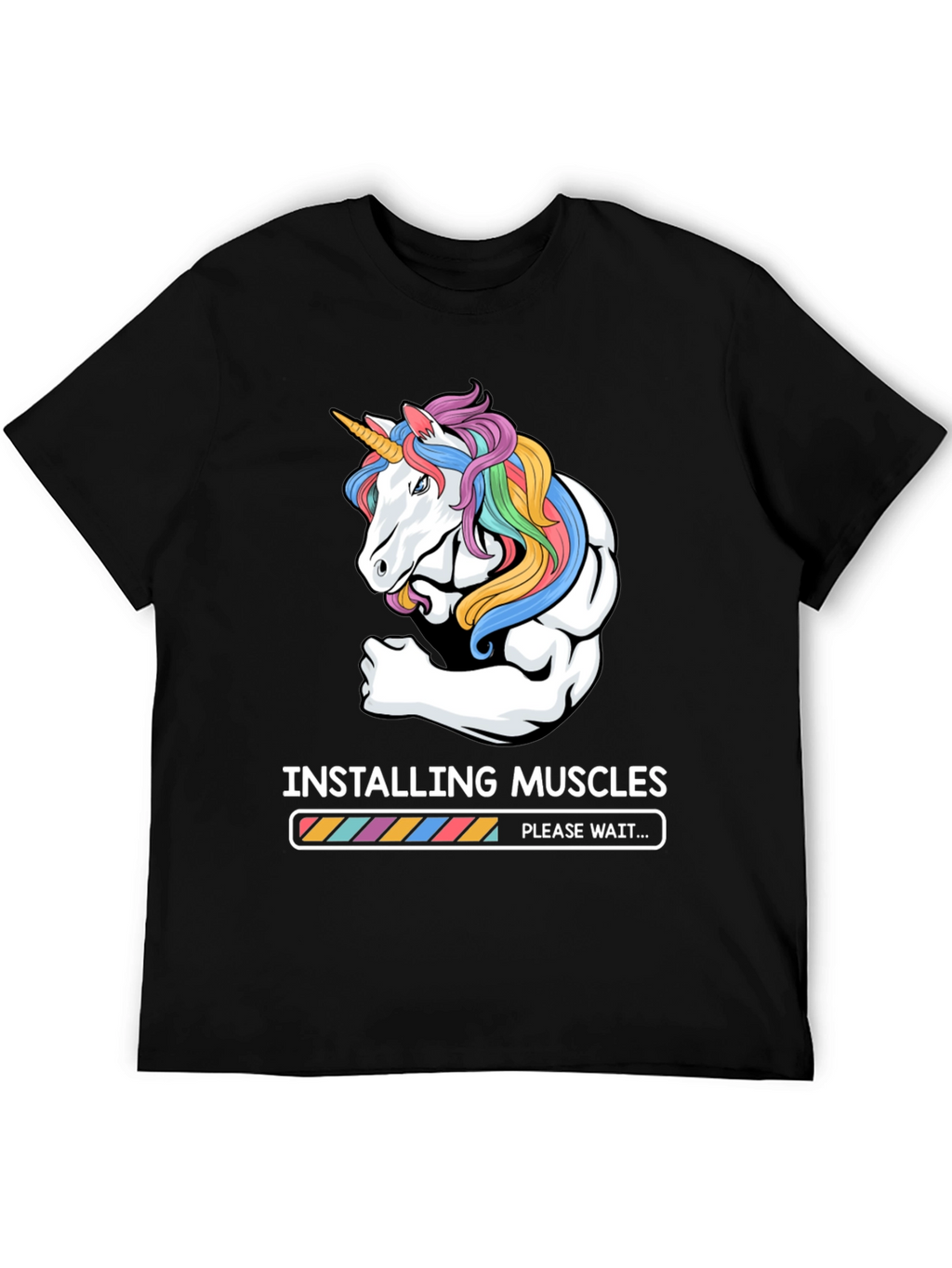Unicorn Muscle Loading Black T-Shirt