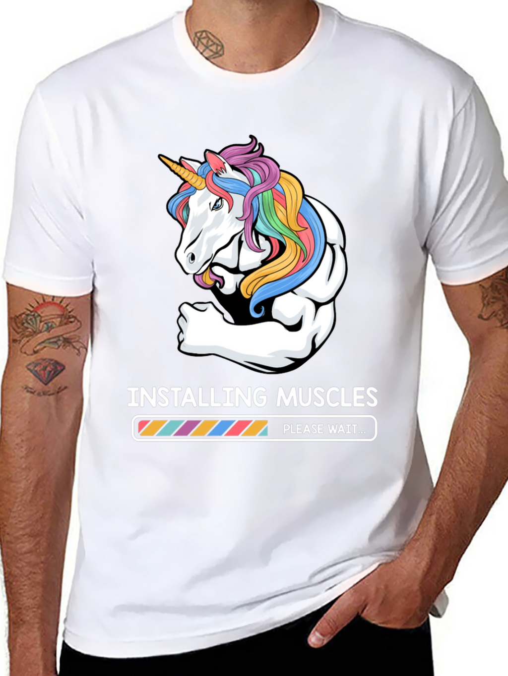 Unicorn Muscle Loading Black T-Shirt