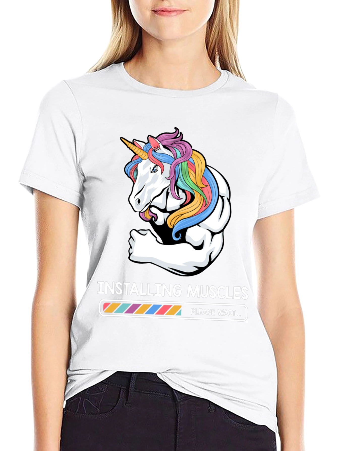 Unicorn Muscle Loading Black T-Shirt
