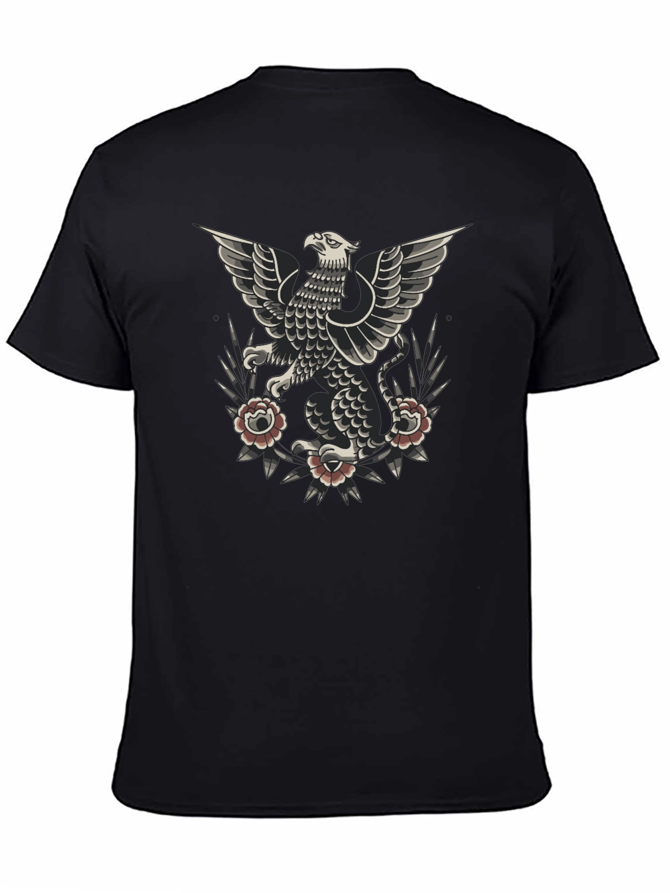 Griffin Tattoo Style Graphic Tee - Black