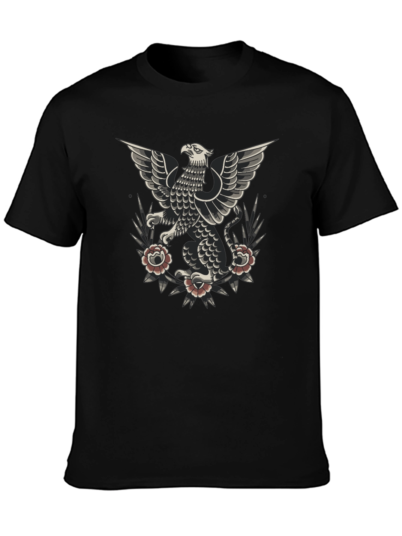Griffin Tattoo Style Graphic Tee - Black