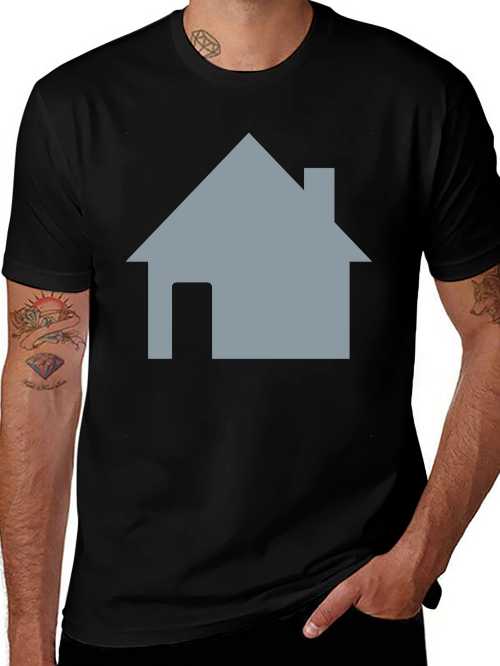 Home Icon Black T-Shirt - Casual Style