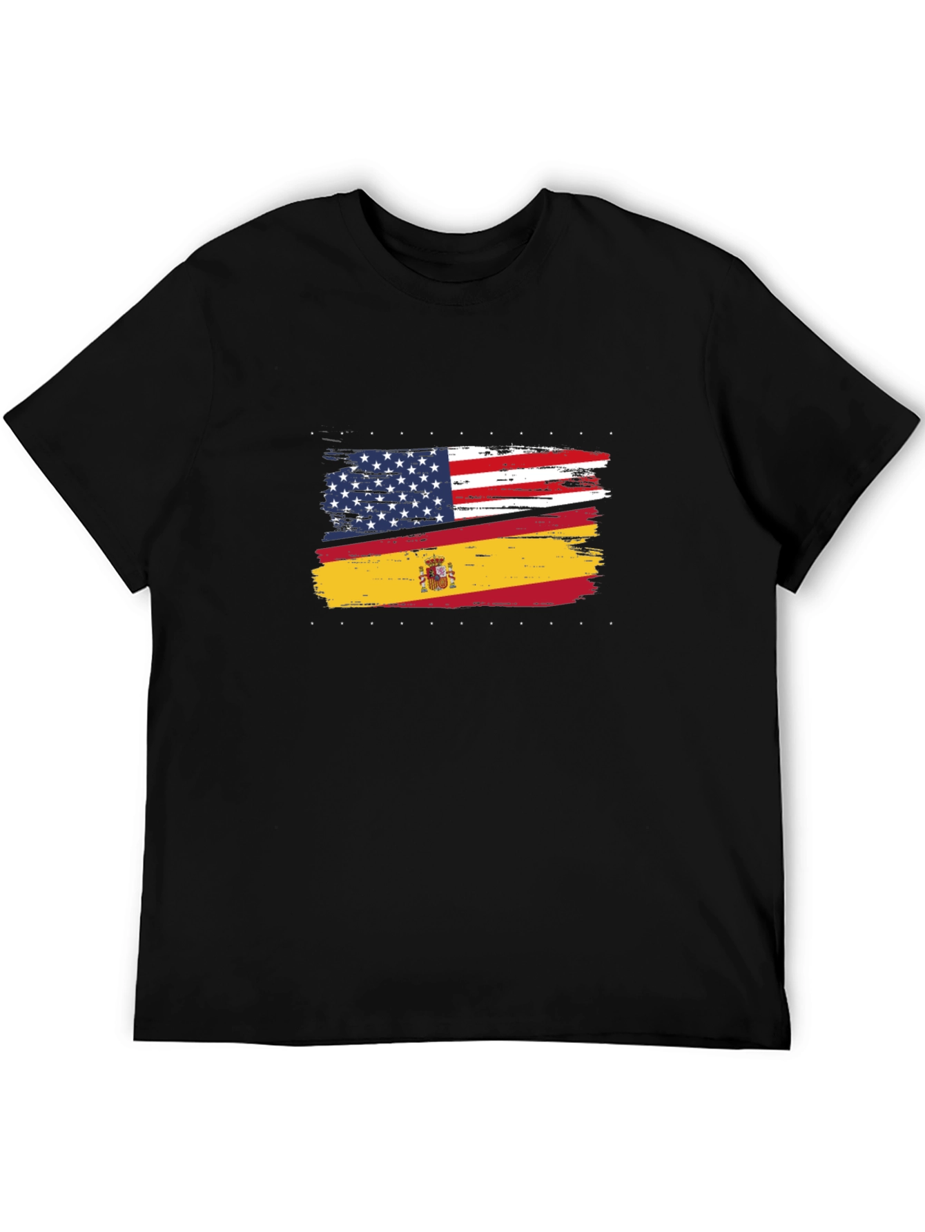 USA & Spain Flags Distressed T-Shirt