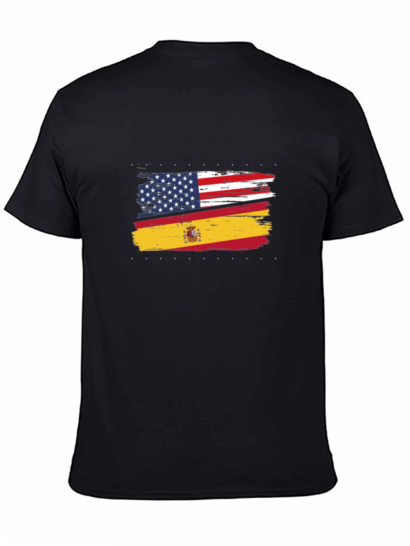 USA & Spain Flags Distressed T-Shirt
