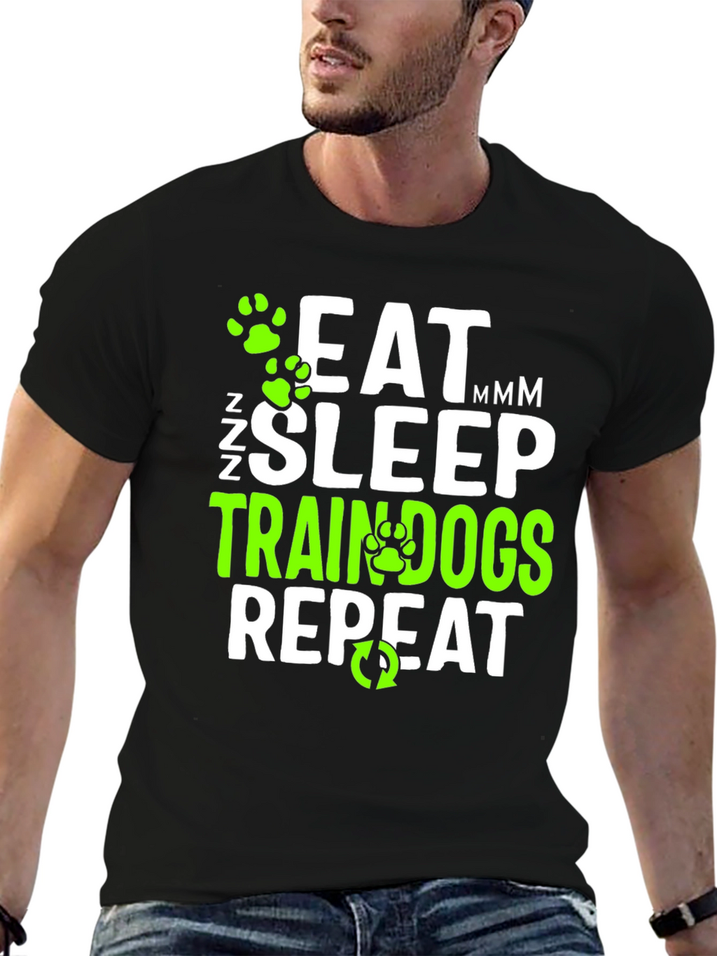 Eat Sleep Train Dogs Repeat Graphic T-Shirt