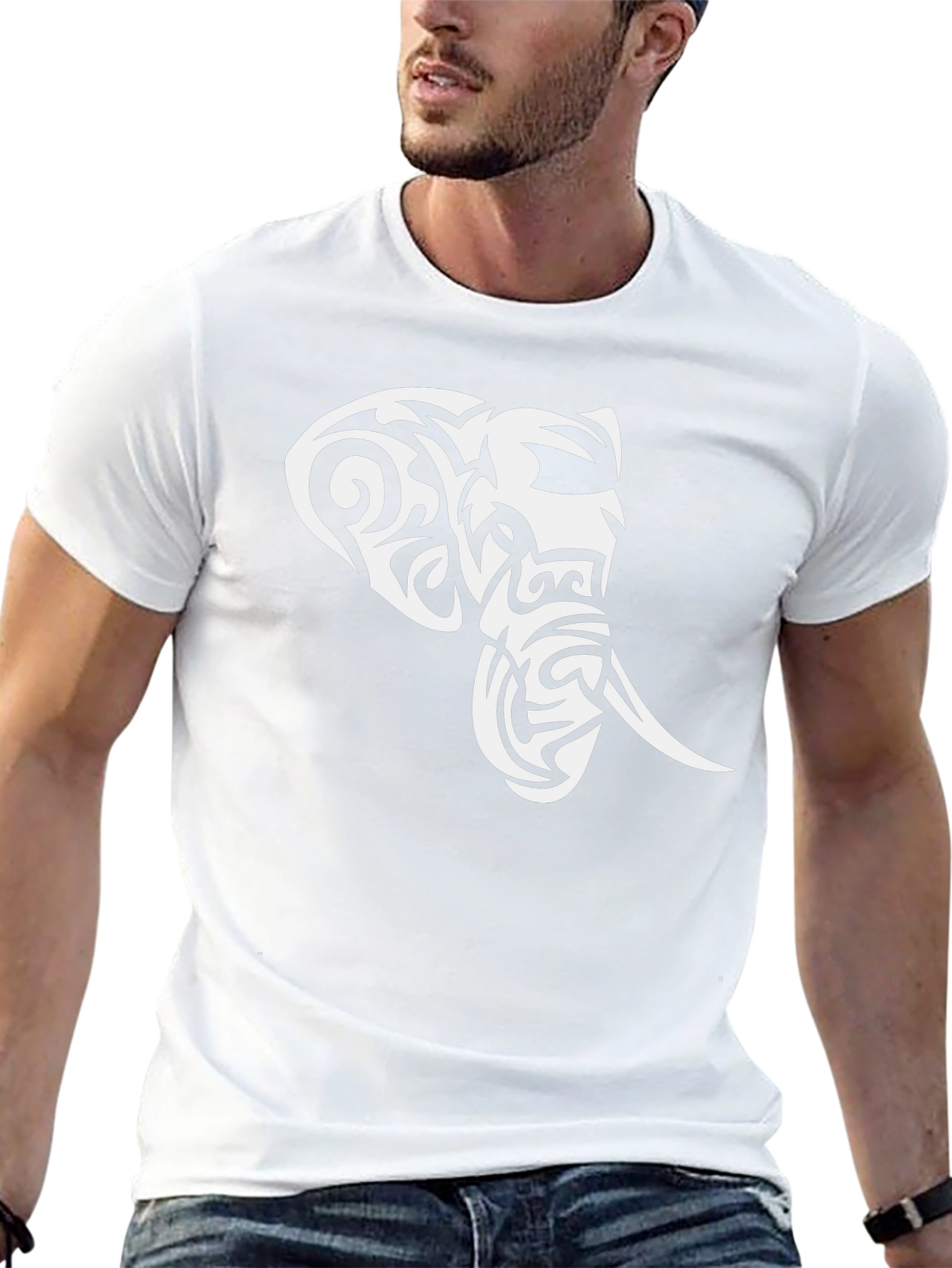 Tribal Elephant Graphic Black T-Shirt