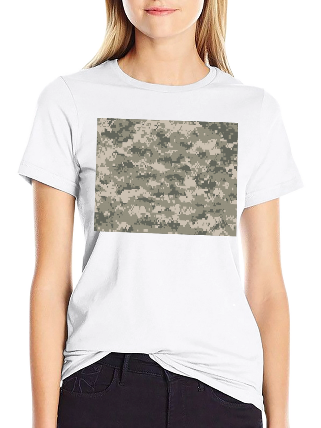 Digital Camo Print Black T-Shirt
