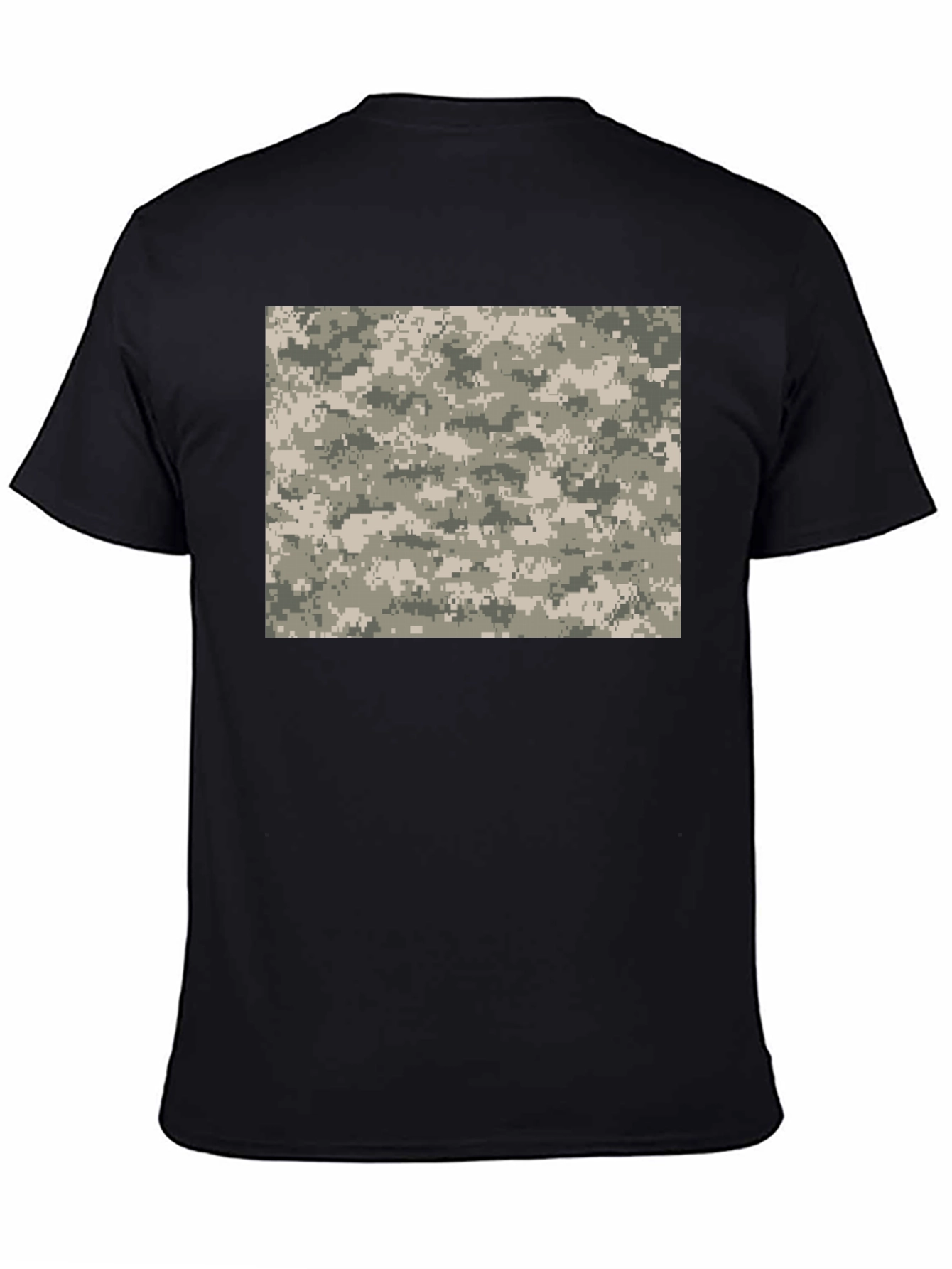 Digital Camo Print Black T-Shirt