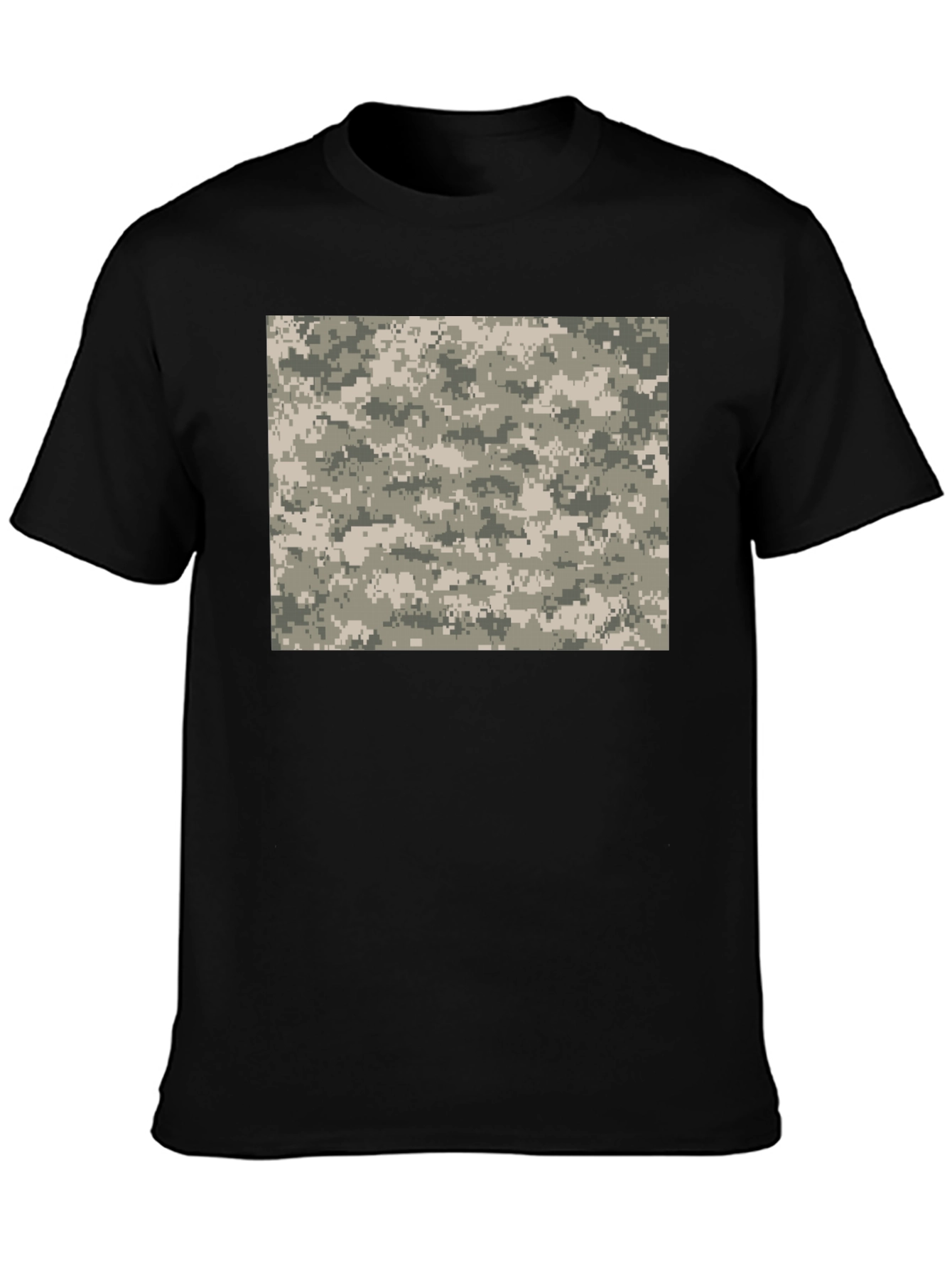 Digital Camo Print Black T-Shirt