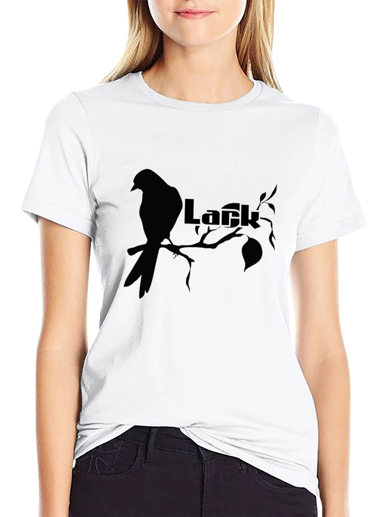 Lark Bird Silhouette Graphic Tee - Black