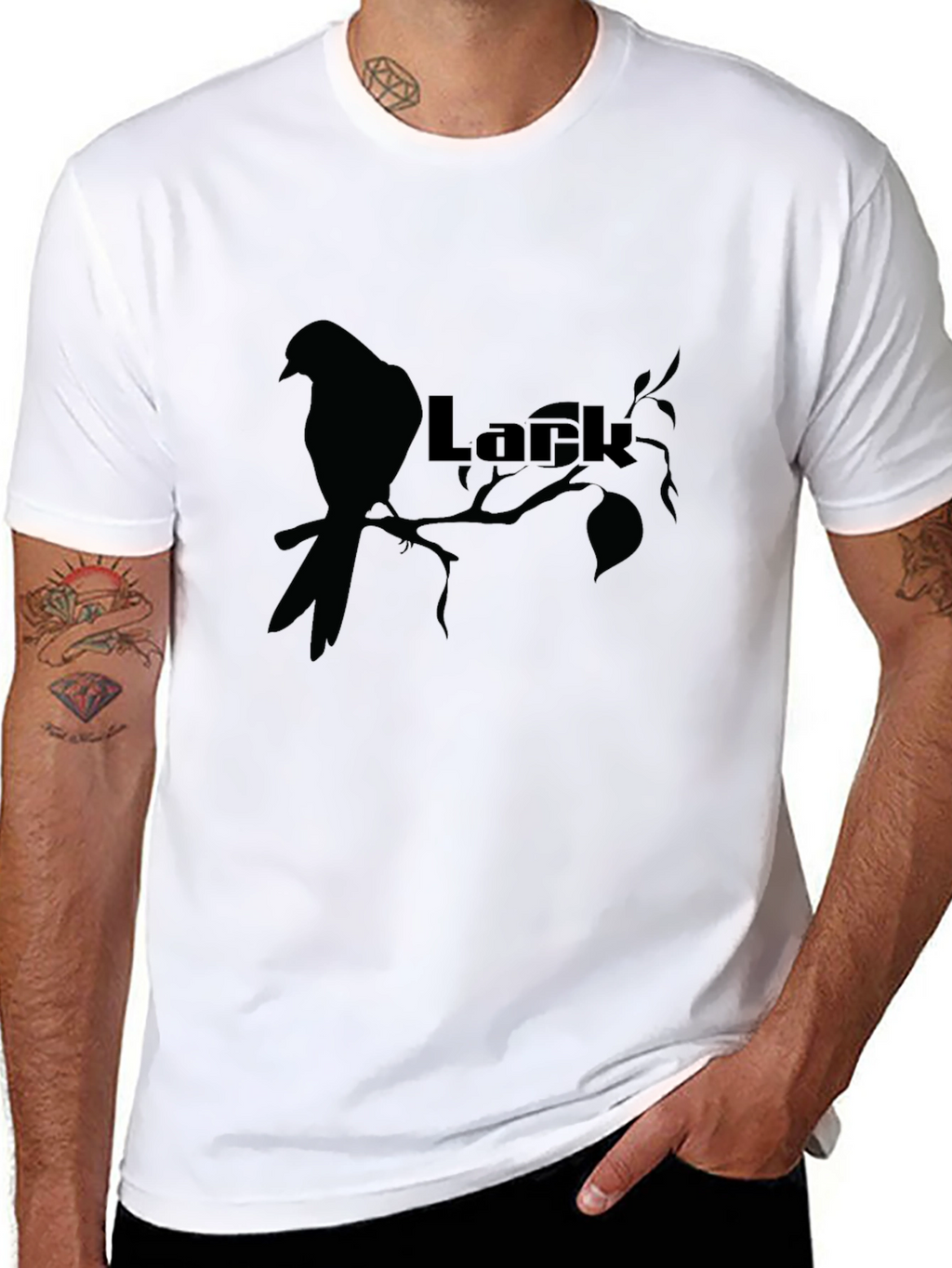 Lark Bird Silhouette Graphic Tee - Black