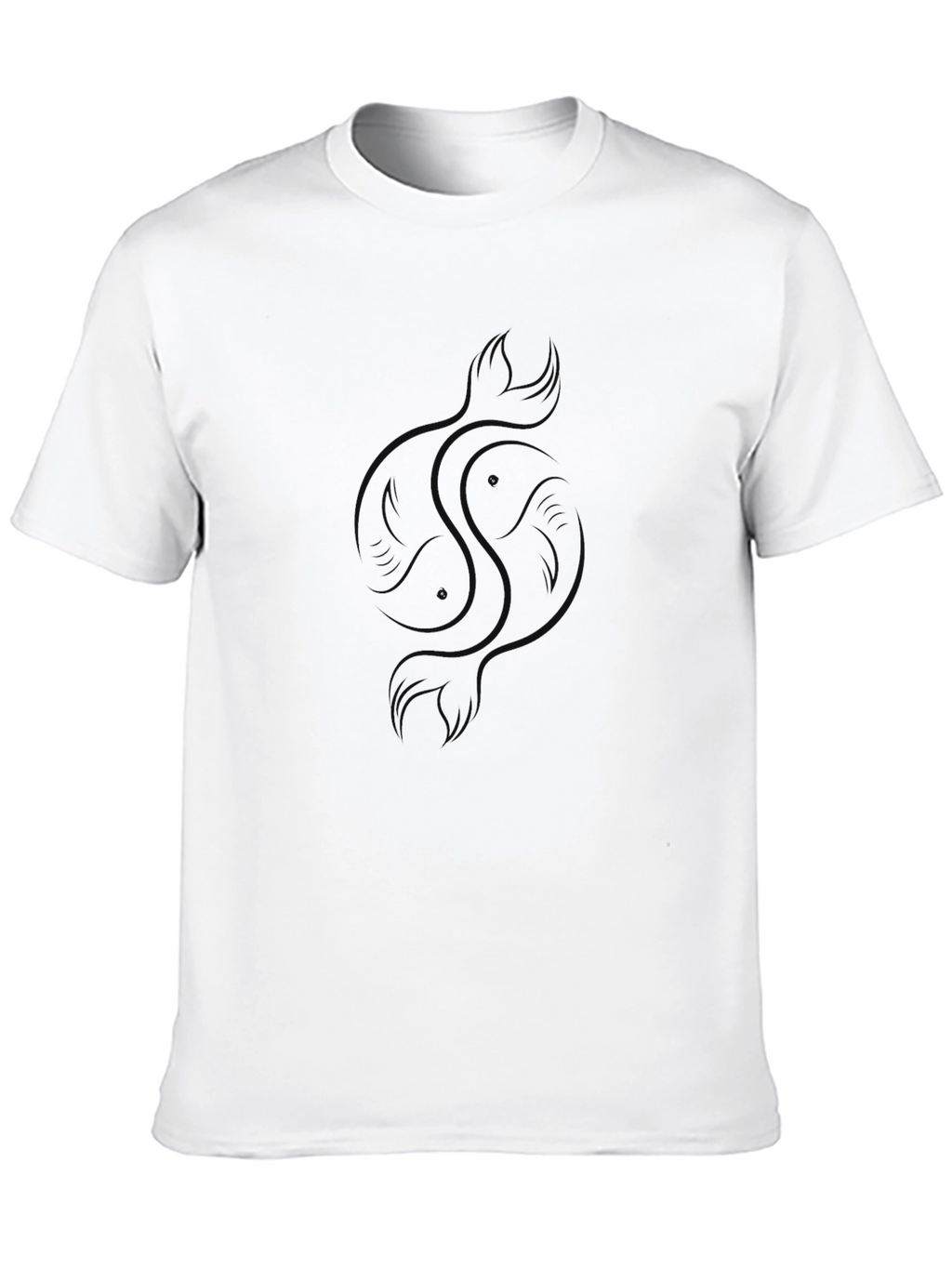 Mens Black Graphic Tee - Yin Yang Koi Fish