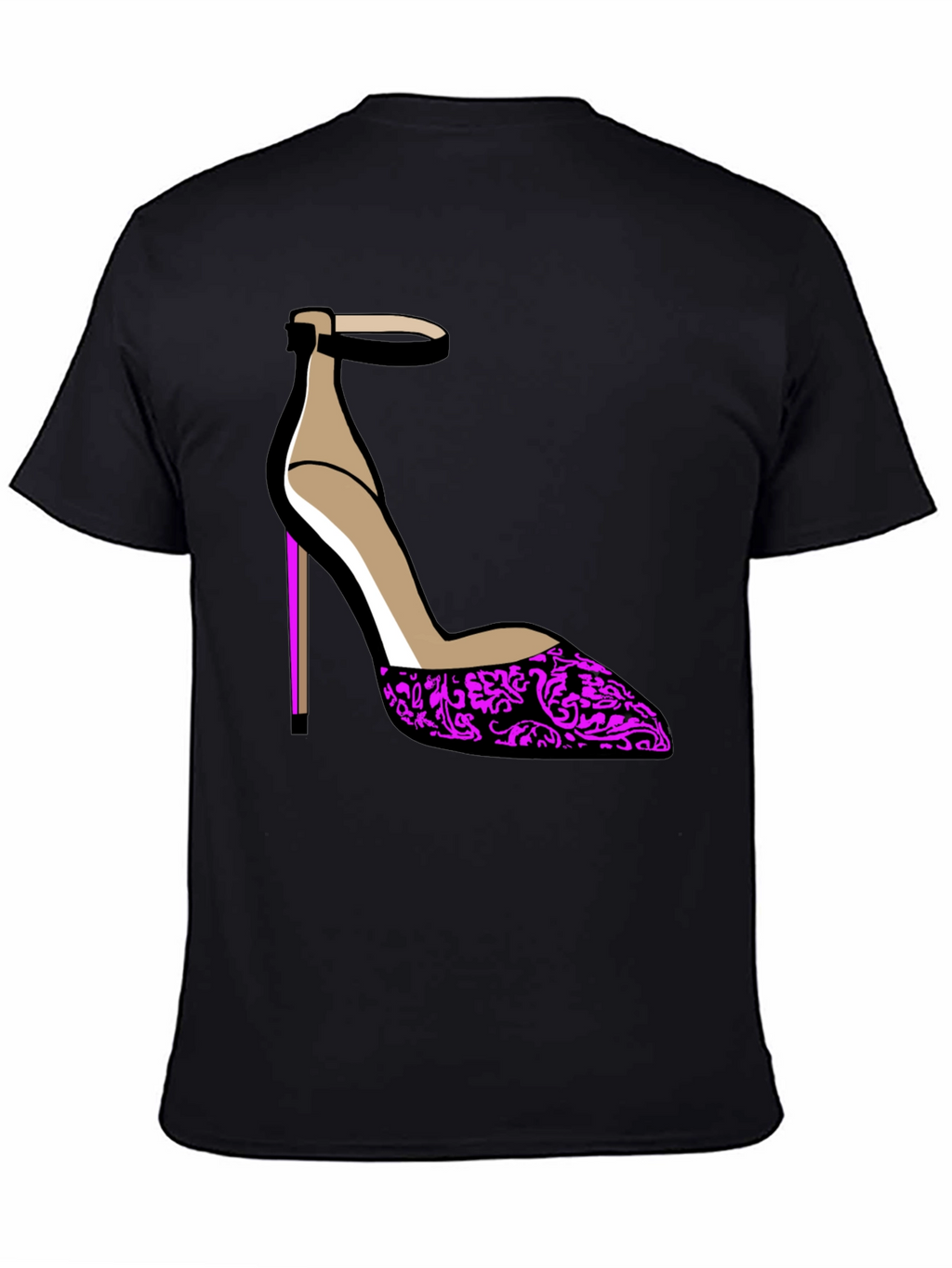 Stylish Heel Graphic Tee - Black