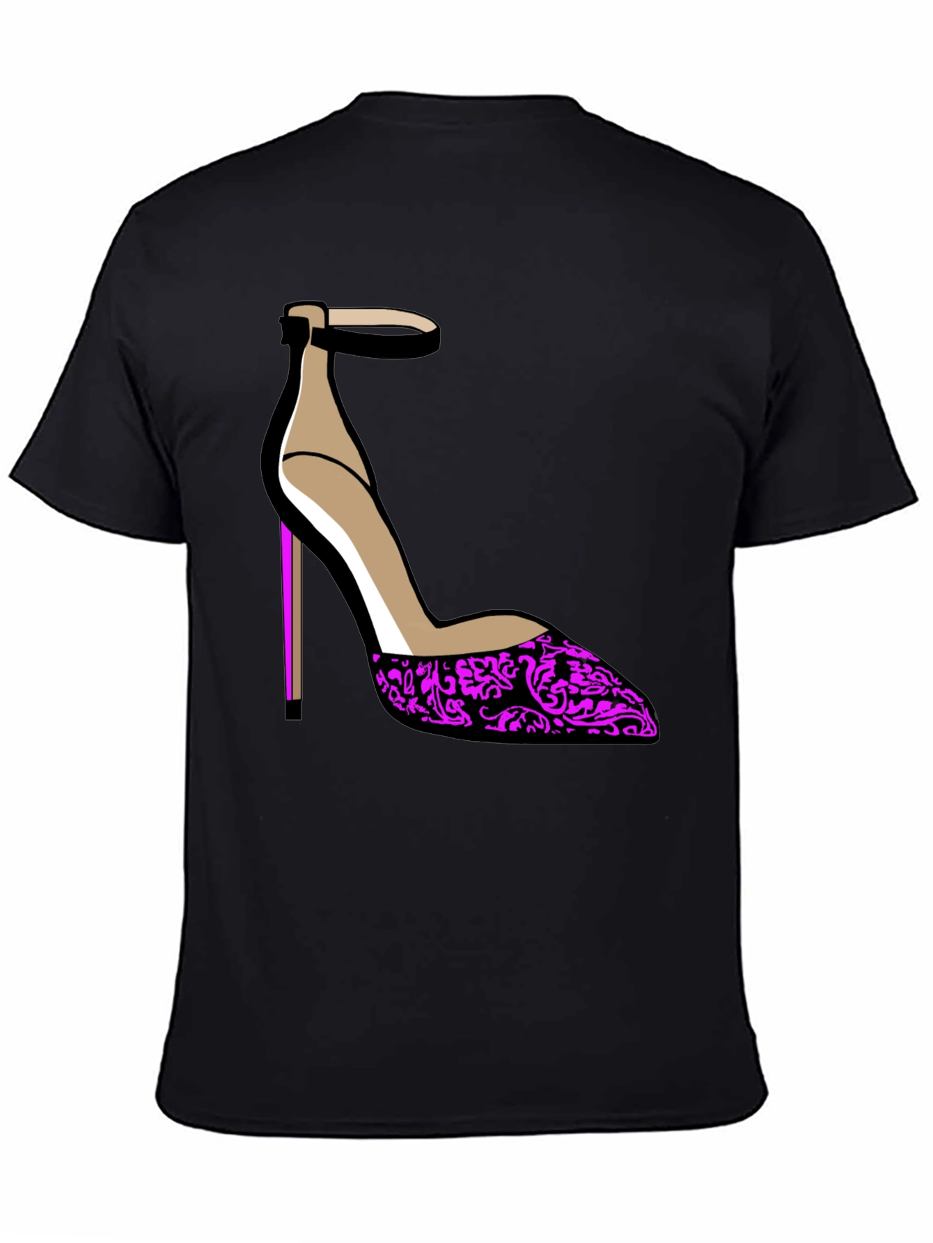 Stylish Heel Graphic Tee - Black