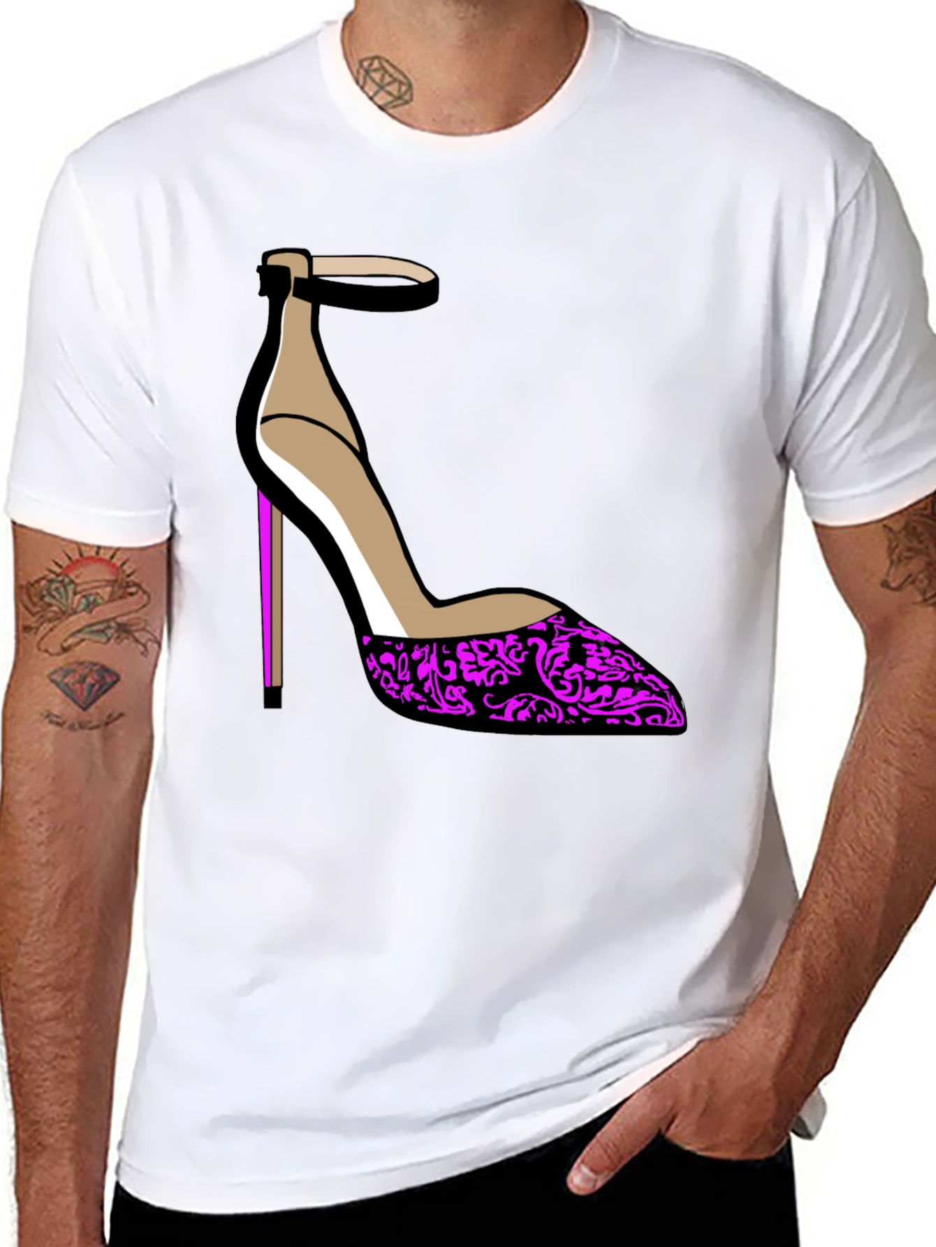 Stylish Heel Graphic Tee - Black