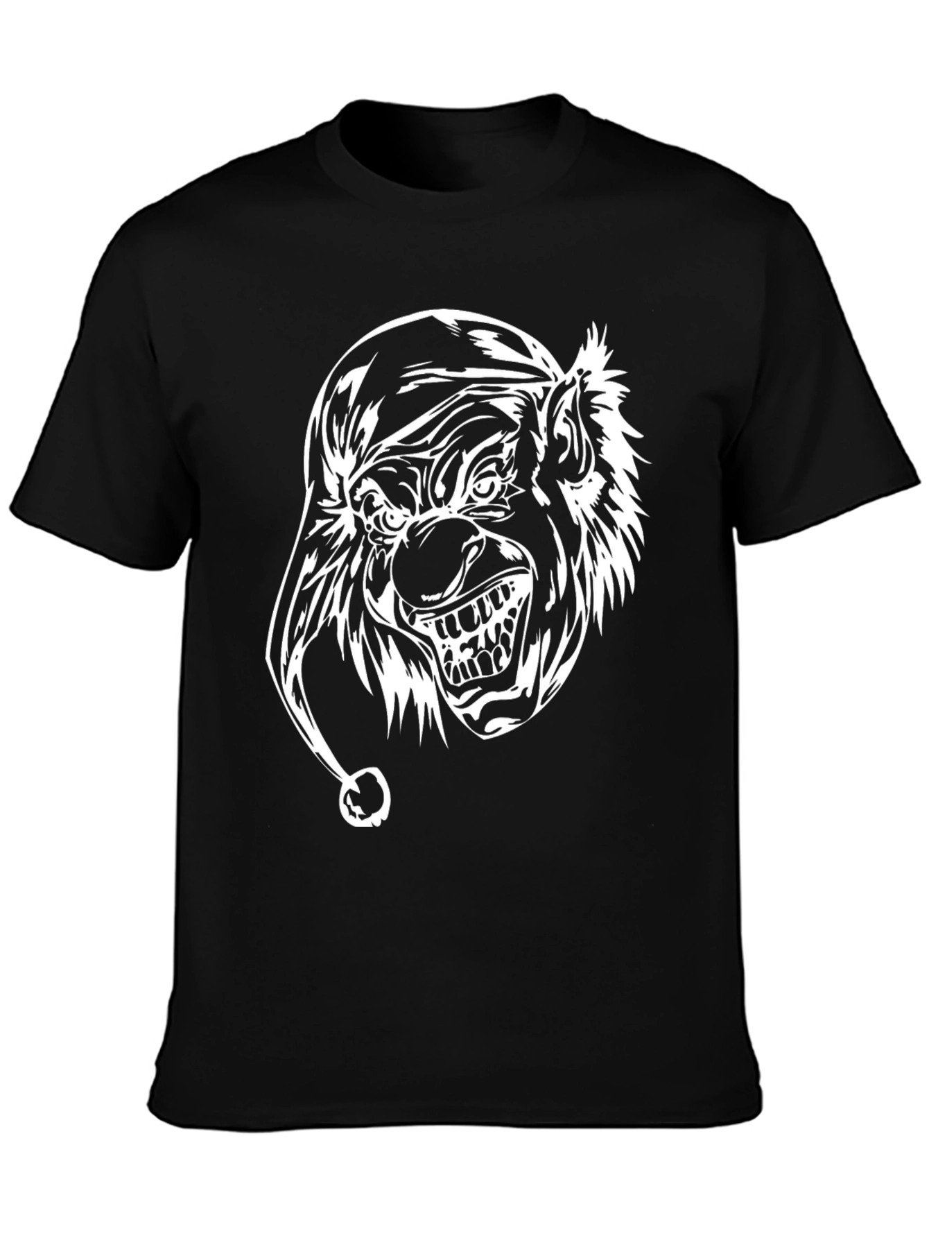 Mens Black T-Shirt with White Clown Graphic