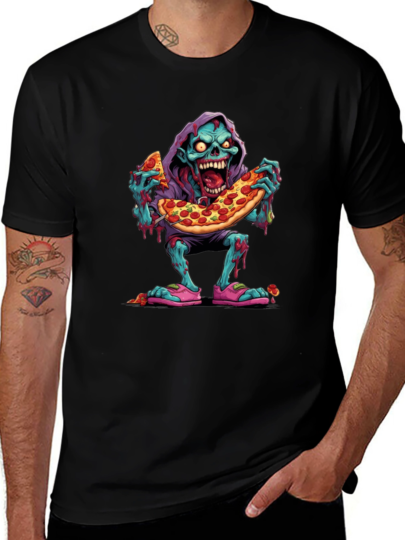 Zombie Pizza Lover Graphic Tee