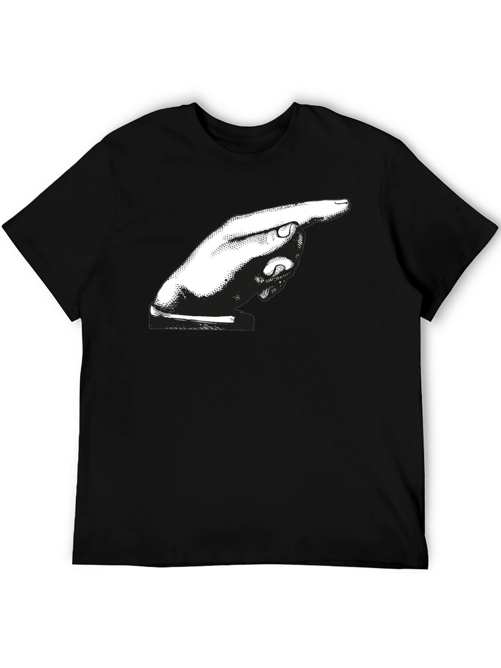 Pointing Hand Graphic Tee - Bold Black Cotton Shirt