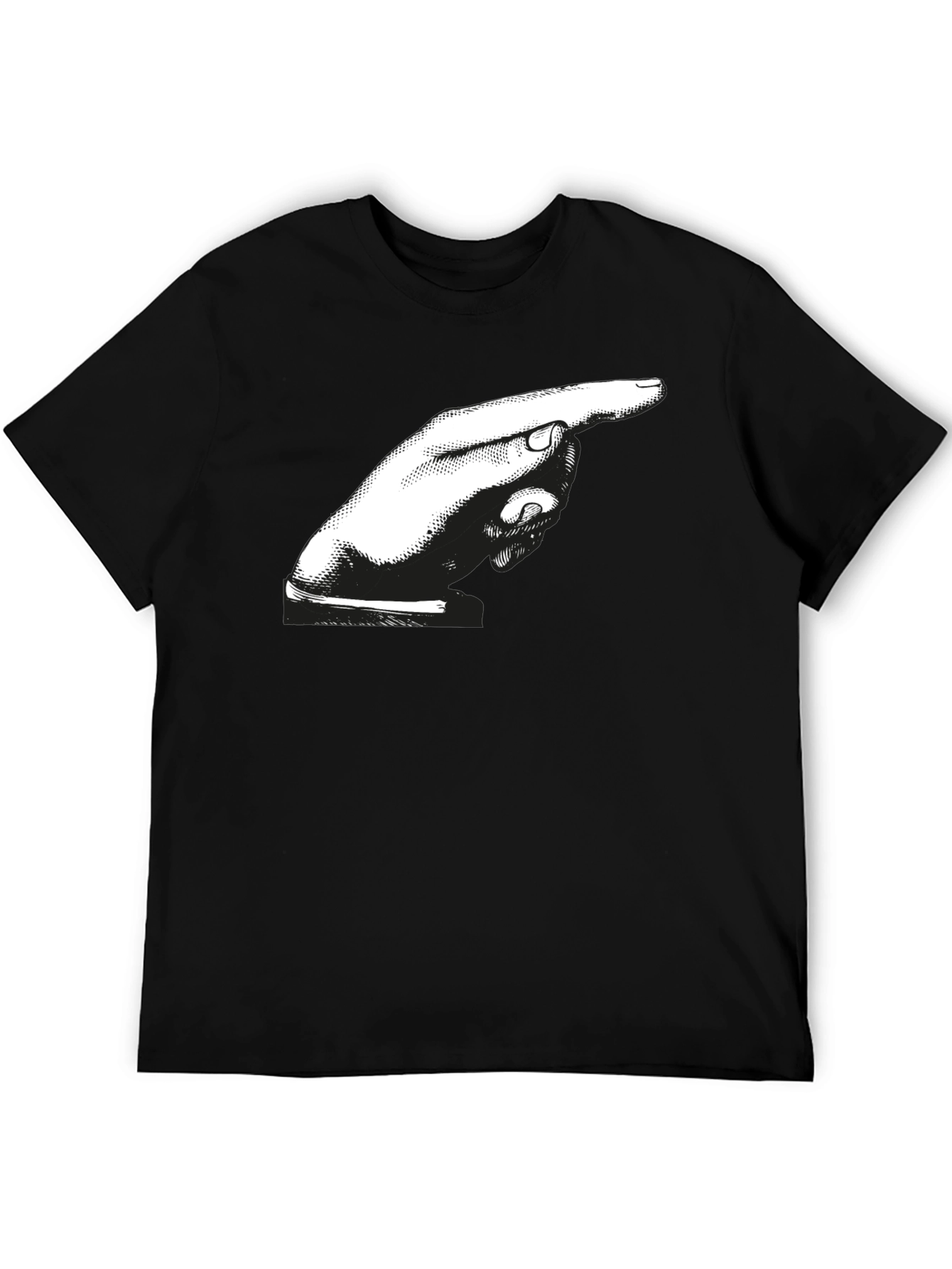Pointing Hand Graphic Tee - Bold Black Cotton Shirt