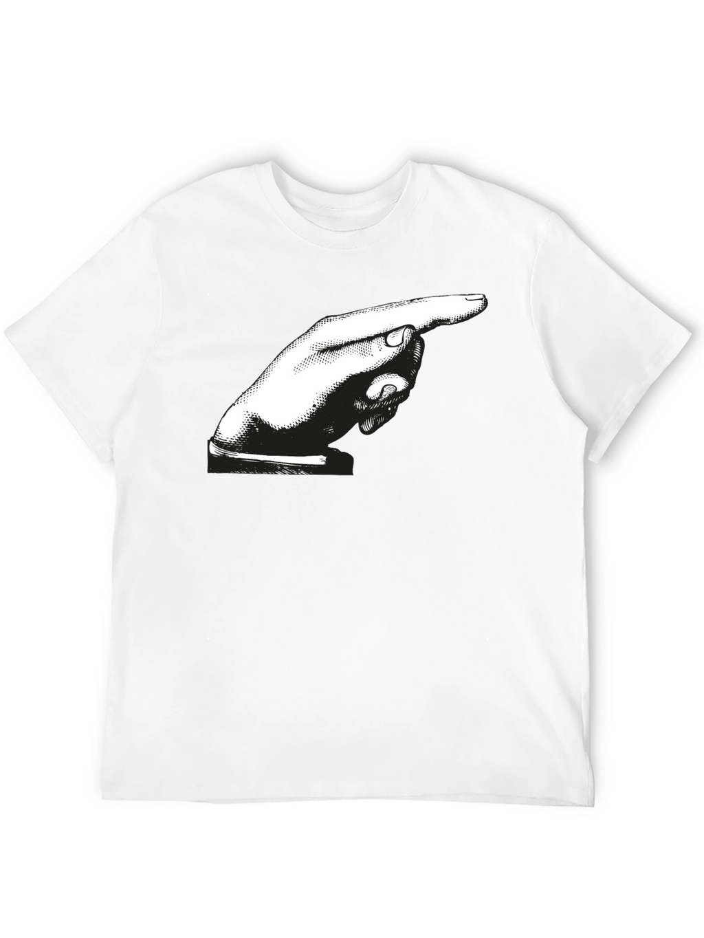 Pointing Hand Graphic Tee - Bold Black Cotton Shirt