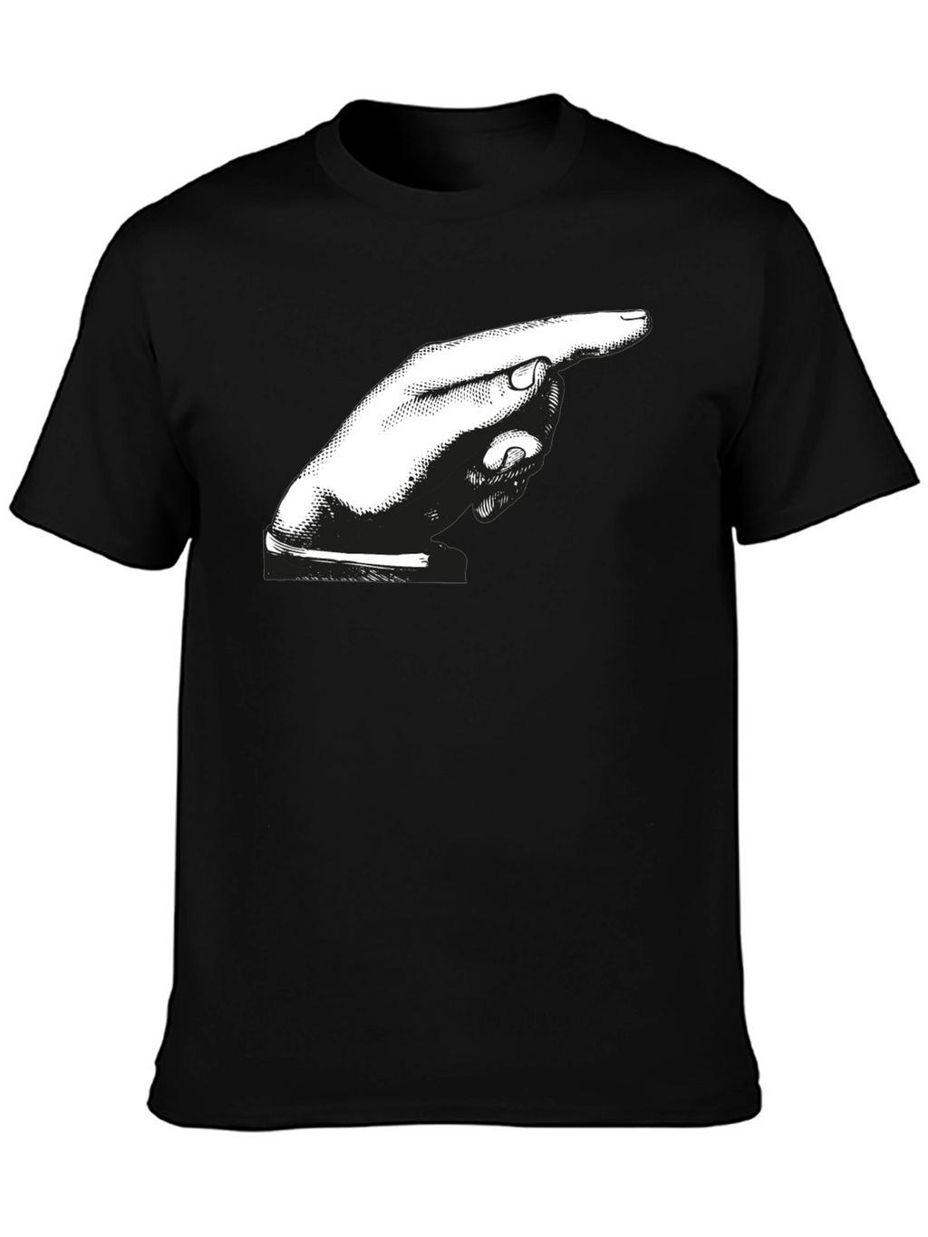 Pointing Hand Graphic Tee - Bold Black Cotton Shirt