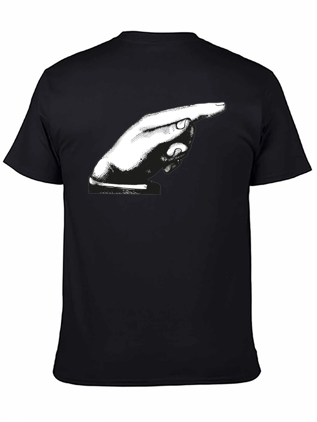 Pointing Hand Graphic Tee - Bold Black Cotton Shirt