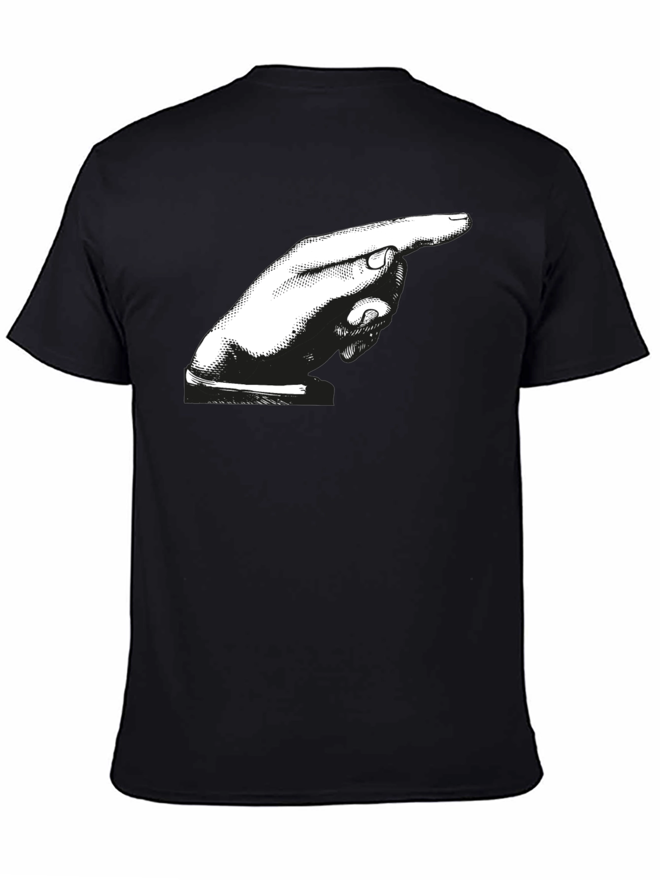 Pointing Hand Graphic Tee - Bold Black Cotton Shirt