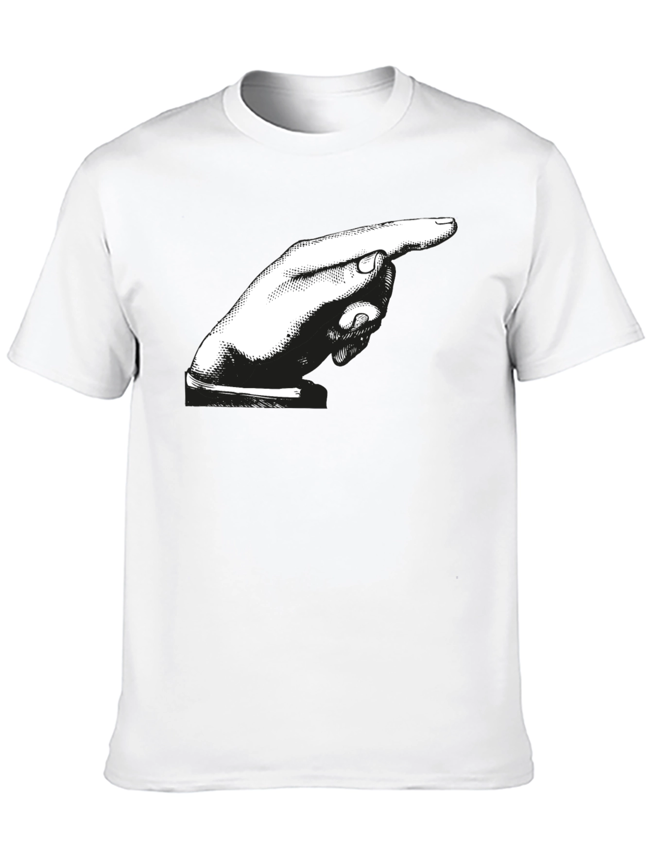 Pointing Hand Graphic Tee - Bold Black Cotton Shirt