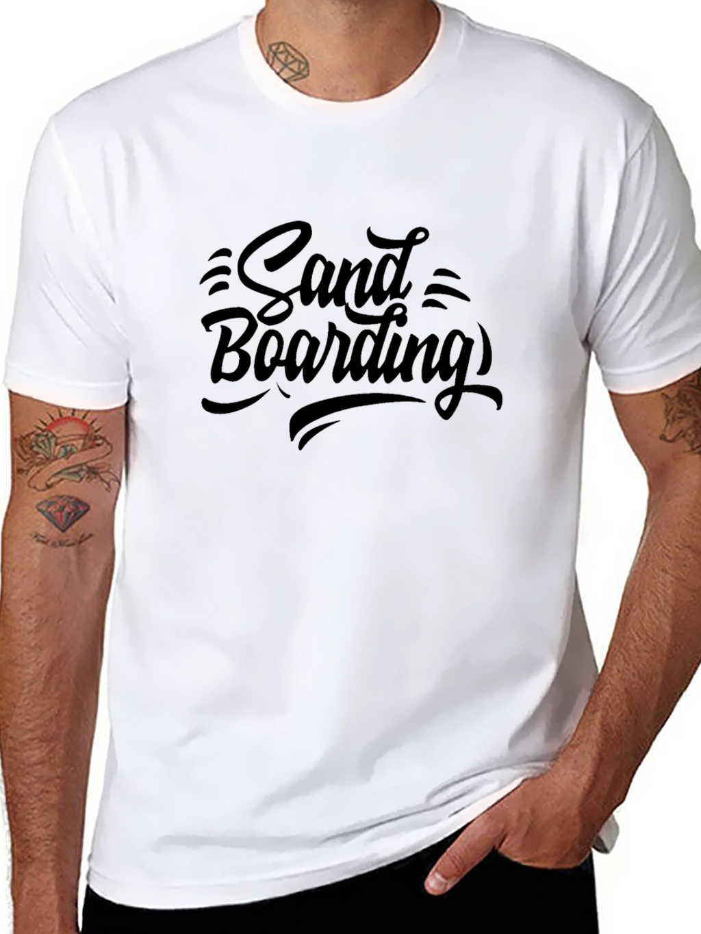 Sand Boarding Graphic Tee - Black Cotton T-Shirt